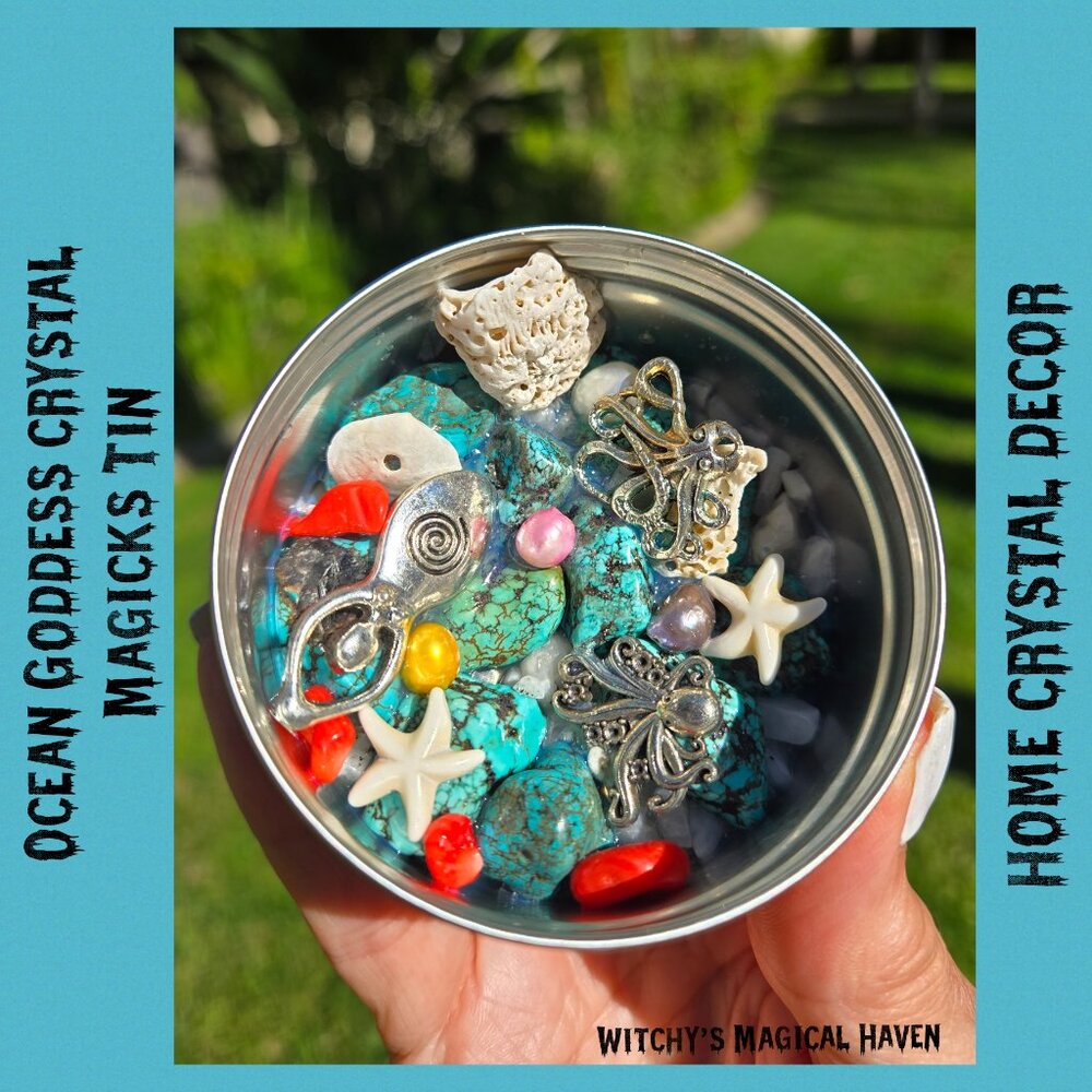 Ocean Goddess Crystal Charmed Magicks Tin Home Decor - Picture 4 of 7